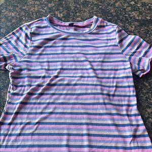 Striped Multicolor Ribbed T-Shirt Shein 3XL